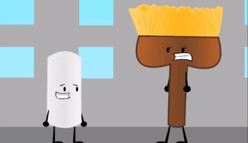 Cartoon Marshmallow and Yellow Bristle Brush