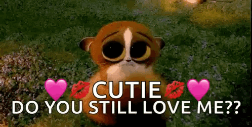 Cartoon Meerkat Sitting in Grass with Hearts and Kisses
