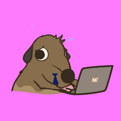 Cartoon Meerkat Using Laptop Saying Pat