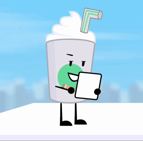 Cartoon Milkshake Holding Paper and Pencil