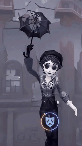 Cartoon Mime Wearing Beret And Mask GIF