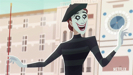 Cartoon Mime Wearing Beret And Mask GIF