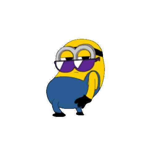 Cartoon Minion Wearing Sunglasses and Overalls