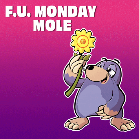 Cartoon Mole Holding Yellow Flower F.U. Monday Mole GIF