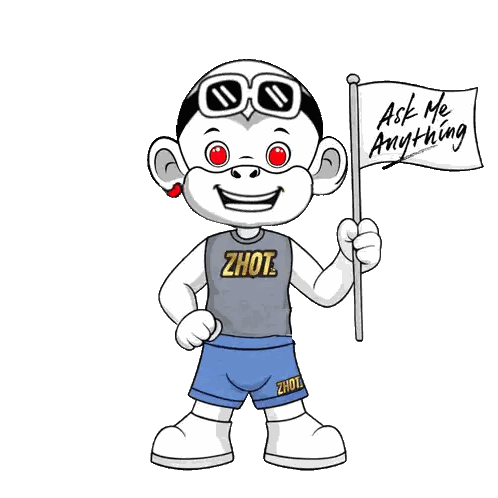 Cartoon Monkey Holding Ask Me Anything Flag