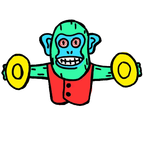 Cartoon Monkey Holding Green Dumbbells