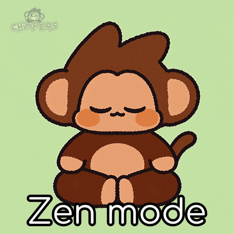 Cartoon Monkey in Lotus Position Saying Zen Mode
