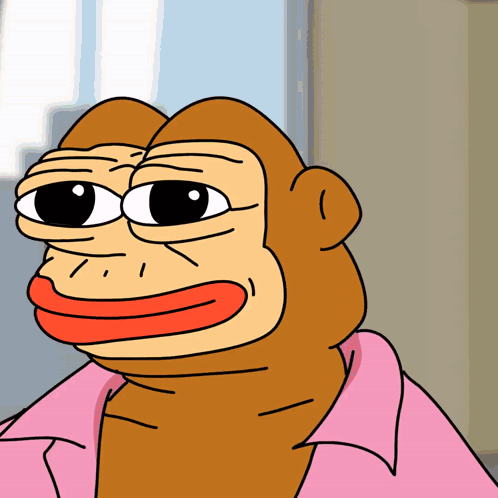 Cartoon Monkey in Pink Shirt with Red Mouth