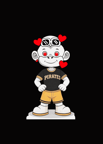 Cartoon Monkey In Pirate Shirt And Shorts GIF