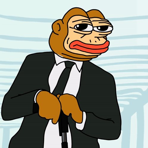 Cartoon Monkey in Suit and Tie Holding Cane