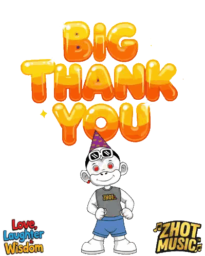 Cartoon Monkey Standing Before Big Thank You Sign