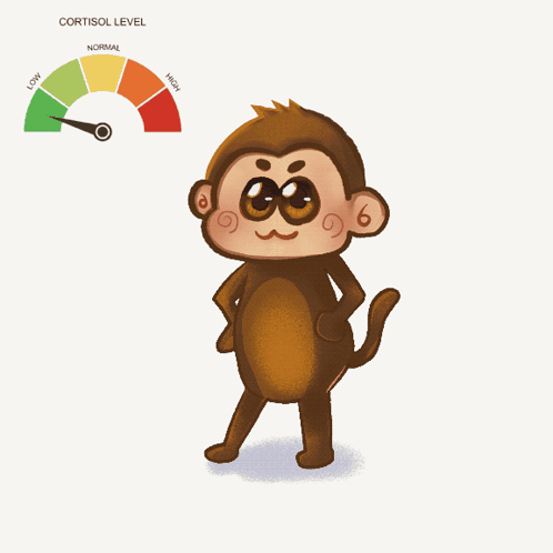 Cartoon Monkey Standing Near Gauge GIF