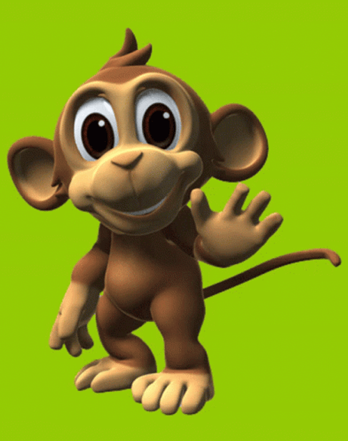 Cartoon Monkey Waving GIF 