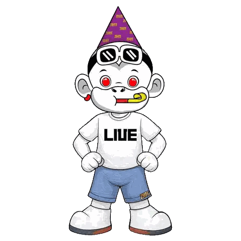 Cartoon Monkey Wearing Party Hat and Sunglasses