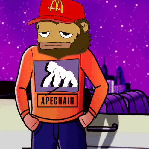Cartoon Monkey Wearing Red McDonald's Hat