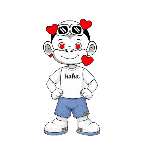 Cartoon Monkey Wearing Sunglasses and Haha Shirt