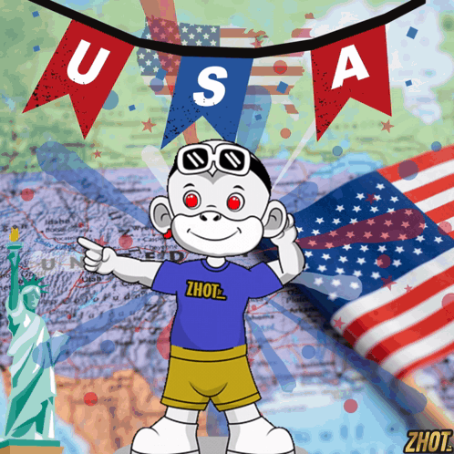 Cartoon Monkey Wearing Zhout Shirt