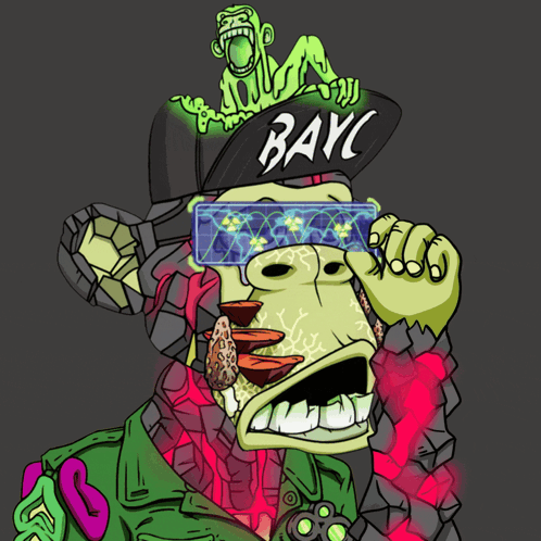 Cartoon Monkey With Bayc Hat GIF