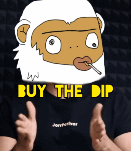 Cartoon Monkey With Cigarette and Buy the Dip Text