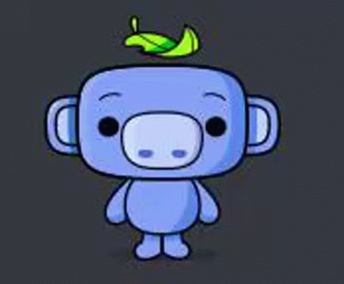 Cartoon Monkey With Green Leaf On Head GIF