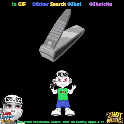 Cartoon Monkey with Green Thot Shirt and Nail Clipper