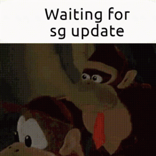 Cartoon Monkey With Red Tie Waiting For Sg Update