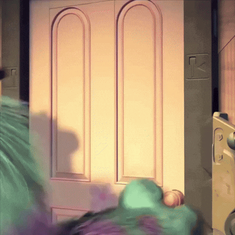 Cartoon Monster at Locked Door