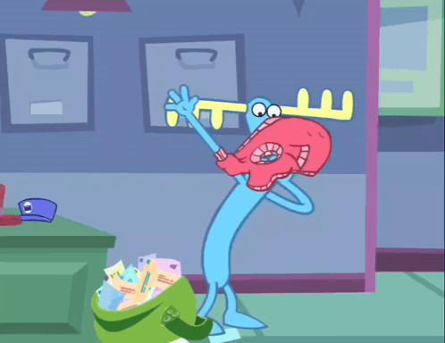Cartoon Monster Holding Letter K In Mouth GIF