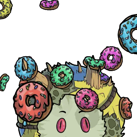 Cartoon Monster Surrounded by Donuts