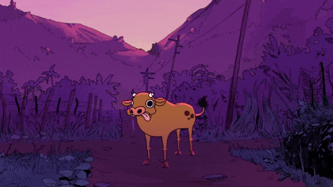 Cartoon Moo Alone In The Woods GIF
