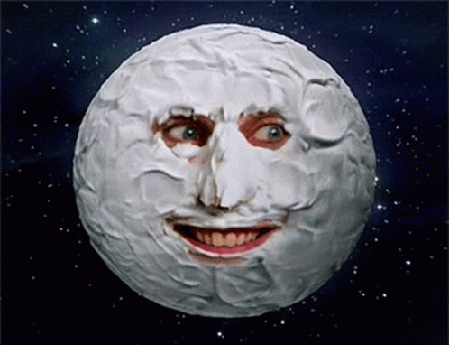Cartoon Moon Face in Space