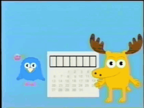 Cartoon Moose Beside Wednesday Calendar