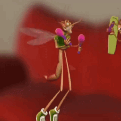 Cartoon Mosquito Holding Purple Object