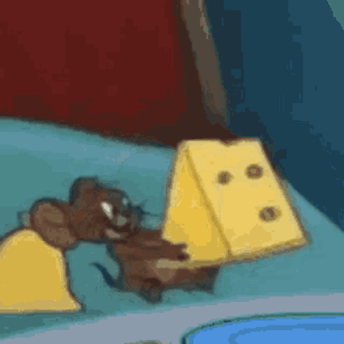 Cartoon Mouse Holding Cheese