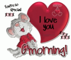 Cartoon Mouse Holding Heart Saying I Love You GIF