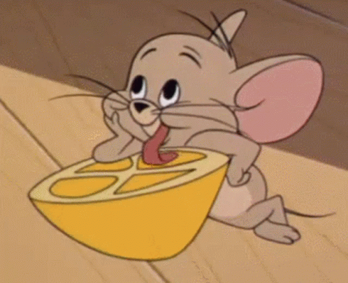 Cartoon Mouse Holding Lemon Slice