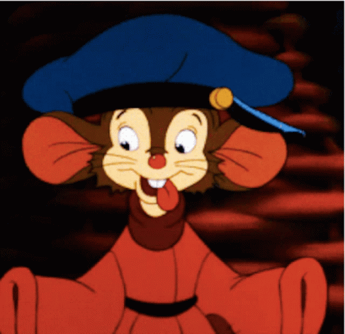 Cartoon Mouse in Blue Hat and Red Sweater