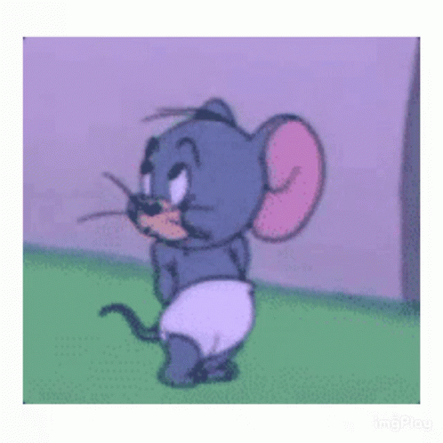 Cartoon Mouse In Diaper On Grass GIF