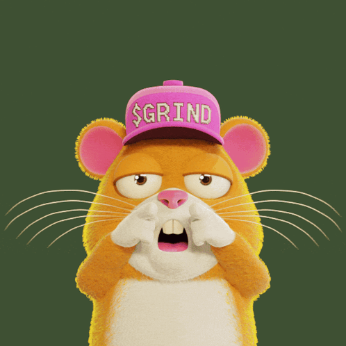 Cartoon Mouse in Pink Hat Saying Grind