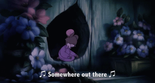 Cartoon Mouse Sitting in Hole Somewhere Out There