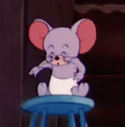 Cartoon Mouse Sitting on Blue Chair