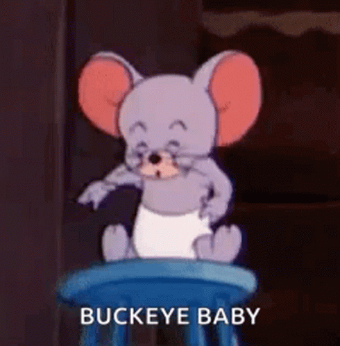 Cartoon Mouse Sitting on Blue Chair