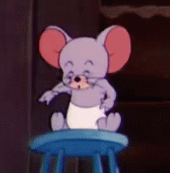 Cartoon Mouse Sitting on Blue Chair