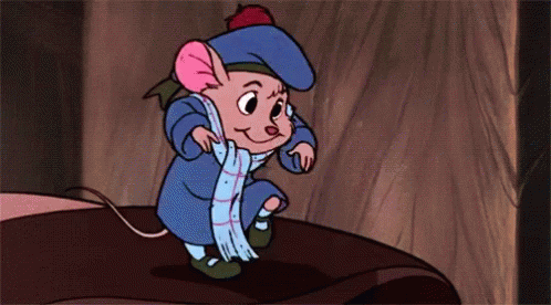 Cartoon Mouse Wearing Scarf and Hat