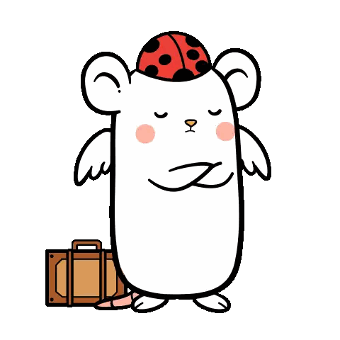 Cartoon Mouse With Wings and Ladybug Hat Says No