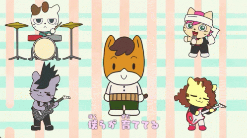 Cartoon Musicians One Holding Guitar