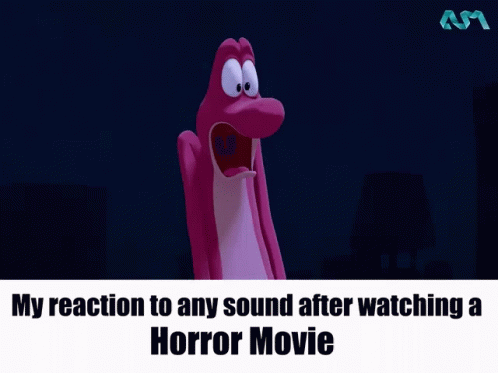 Cartoon My Reaction To Any Sound After Watching Horror Movie GIF
