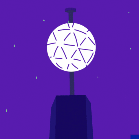 Cartoon New Year Ball Drop Celebration GIF