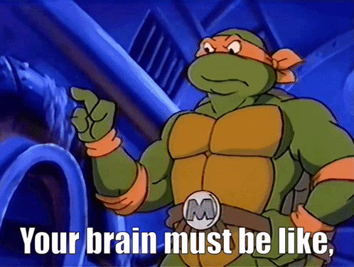 Cartoon Ninja Turtle Michelangelo Messed Up Brain GIF
