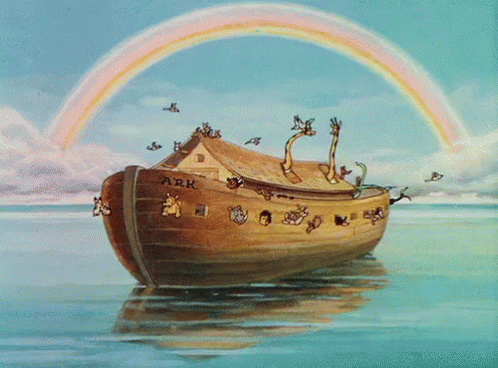 Cartoon Noah's Ark Rainbow GIF